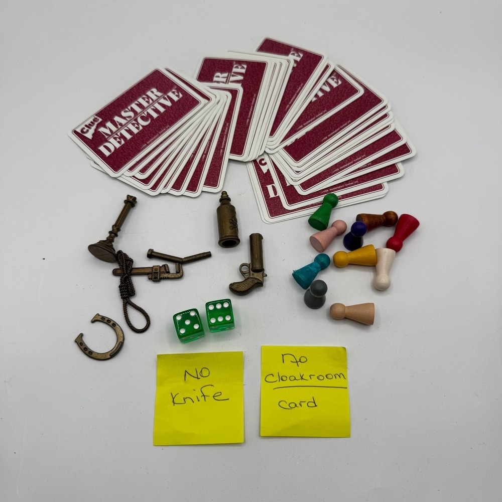 Parker Brothers‎ Clue Master Detective Parts 1988 Vintage Incomplete Set Multi